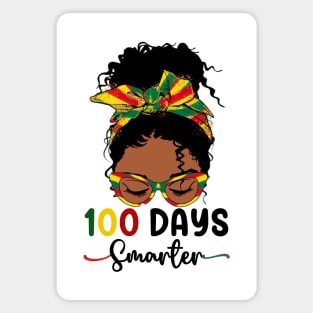 100 Days Smarter teacher Girls Messy Bun Black History Month Magnet